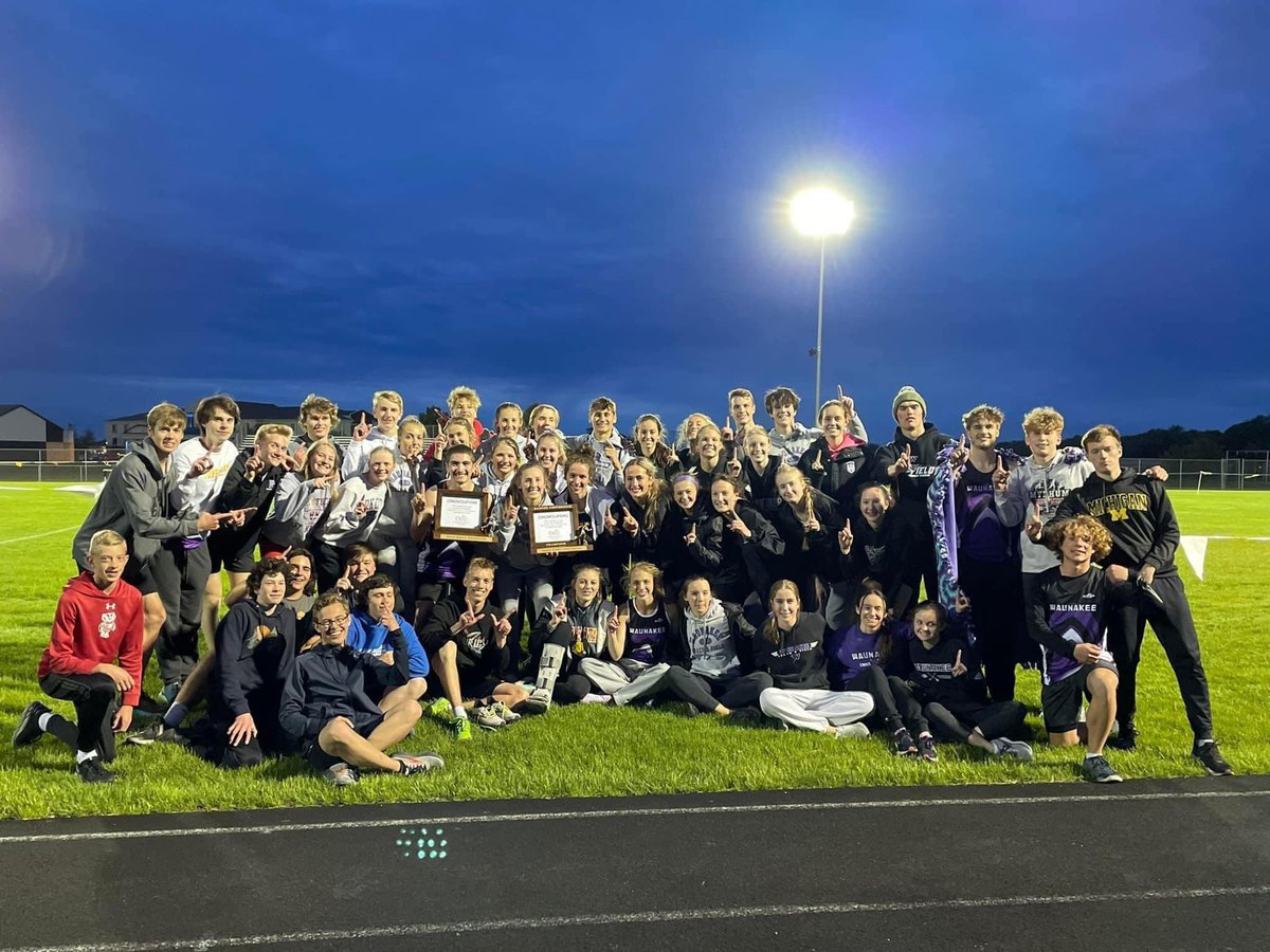 WaunakeeCSD's tweet photo. Congrats to our #WaunakeeWAY track and field student-athletes and coaches! Conference Champs! 🏆 https://t.co/ZLisMMyx8n