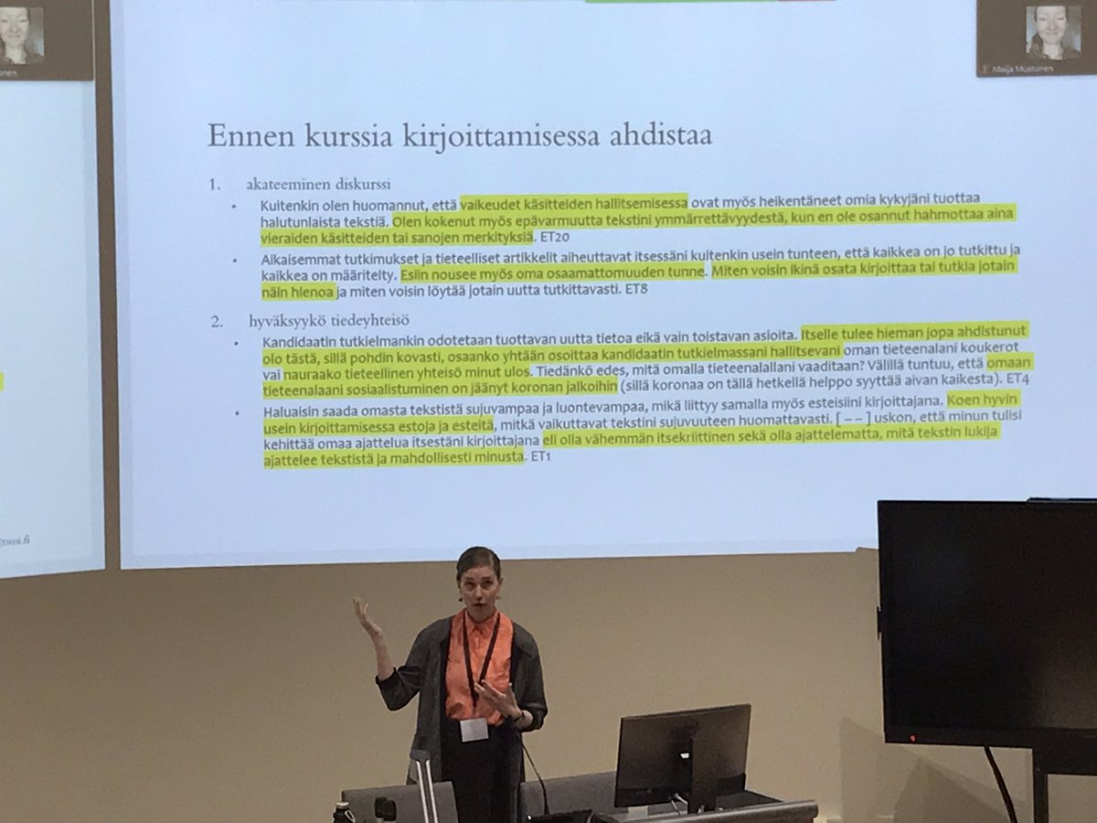 helsuskat's tweet photo. Nauraako tieteellinen yhteisö minut ulos? Mitä muut minusta ajattelevat? @PaldaniusHilkka kertoo, miten opiskelijoiden ahdistuksen 😨😰tunteet näkyvät akateemisen viestinnän kurssin reflektioista, samoin kuin ilo 😀😁 pilkutuksen oppimisesta. #LSDays2022 @univaasa @linginno https://t.co/KC7i8ULvcy