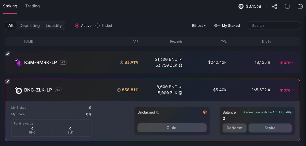 ZenlinkF's tweet photo. Communauté #Zenlinkers et @bifrost_finance :

 Le 6ème cycle d'agriculture BNC/ZLK LP sur @ZenlinkPro est LIVE🔥🔥🔥

 Gagnez $ BNC &amp; $ ZLK avec 858% APR maintenant🤑

 Rappelez aux LP de l'ancien pool de migrer vos jetons LP vers le nouveau pool agricole pour continuer à gagner. https://t.co/lF8BYyx0R3