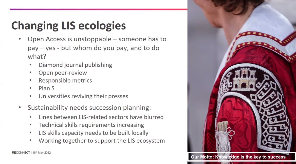 UJLibrary's tweet photo. #UJLibraryIntConf2022 #Keynote speaker @CaroMossGibbons from University of #Gibraltar talks about “RECONNECT: Changing #LIS Ecologies” in the post-COVID Library environment. The things we DO did not change, the way we DID them change fundamentally https://t.co/Cy4CRFbj9p