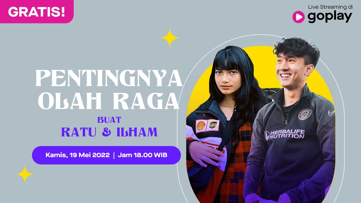 EverywhereID's tweet photo. Ratu & Ilham is here! Mereka mau sharing-sharing nih seberapa penting olahraga buat mereka, pasti pada mau tau dong?๐ Kosongin jadwal kamu buat besok, jam 6 sore! โฐ
๐ https://t.co/u6BGdRyRdC
#RatuSofya #IlhamYuda https://t.co/hh5G1WIH70