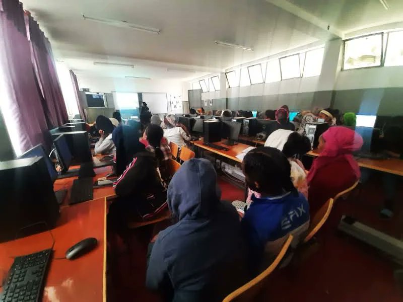 STEMiAfrica's tweet photo. In our quest to bridge the gender divide in #tech, we introduced students to basic #computer skills and #software training courses. As part of the training, the girls attempted to develop the first Etege-Menen girls Boarding school magazine.

#girlswhocode #dev_girls #WomeninSTEM https://t.co/PFEjw3alVD