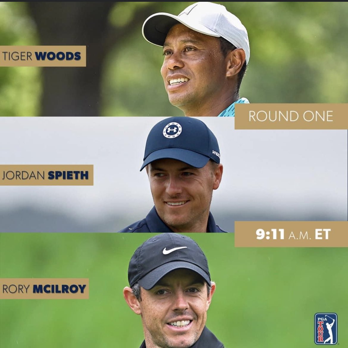 ericwmayberry's tweet photo. Woah! What a grouping for the PGA. The whole crowd will be following them on course. The other golfers will think they are playing a Korn Ferry tournament in Montana. https://t.co/5pLopMI9FX