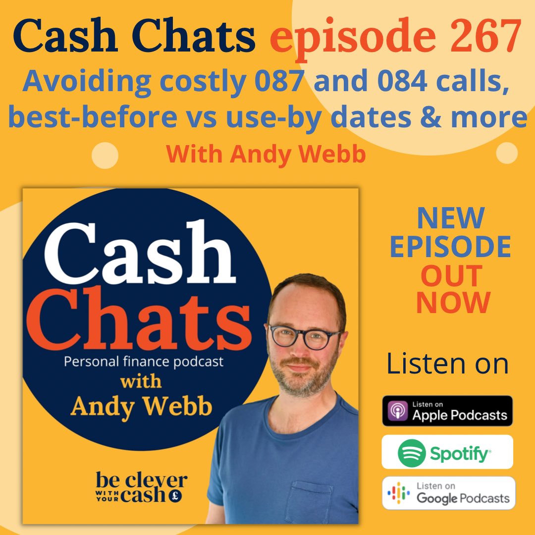 BeCleverCash's tweet photo. In the latest pod ep I’m joined by @mrmoneyjar to talk #nationalnumeracyday and #metadobetter, plus I look at best-before vs use-by dates on food & how to avoid expensive 087 & 084 phone numbers
Listen on all podcast apps (search “Cash Chats”) or go to https://t.co/Fq3aQKfas8 https://t.co/cte30REefA