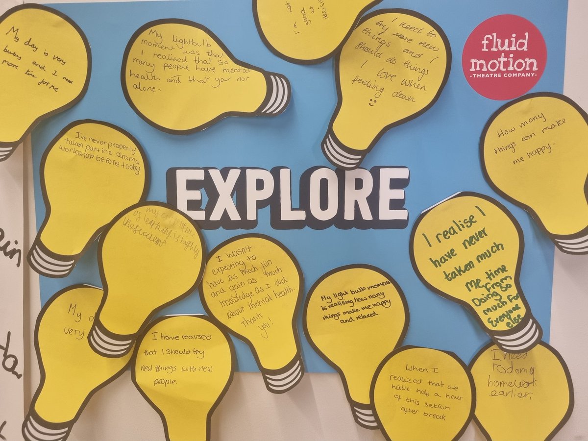 FluidMotionTC's tweet photo. Positivity Crowns 👑 Lightbulb 💡 moments &amp; asking the big question, what is mental health 🧠? Just some of the activities the Yr 8s @SwanmoreCollege took part in this morning as part of The Recovery Project 2022! 

What has been your lightbulb moment today? 
#wellbeingwednesday https://t.co/cHlZgnQilV