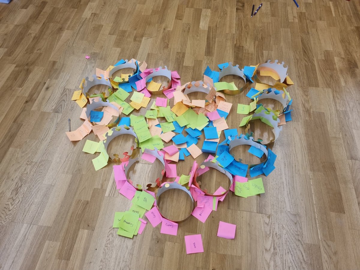 FluidMotionTC's tweet photo. Positivity Crowns 👑 Lightbulb 💡 moments &amp; asking the big question, what is mental health 🧠? Just some of the activities the Yr 8s @SwanmoreCollege took part in this morning as part of The Recovery Project 2022! 

What has been your lightbulb moment today? 
#wellbeingwednesday https://t.co/cHlZgnQilV