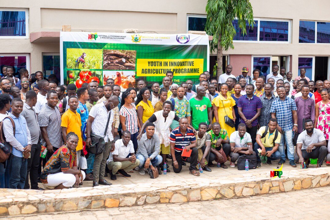 Training of Youth in Innovative Agriculture under the Ghana CARES Obantanpa Programme is ongoing. This is the first cohort. More to come soon. 
#BuildingGhanaTogether 
#BuildingtheFutureTogether 
#YourTaxesAtWork