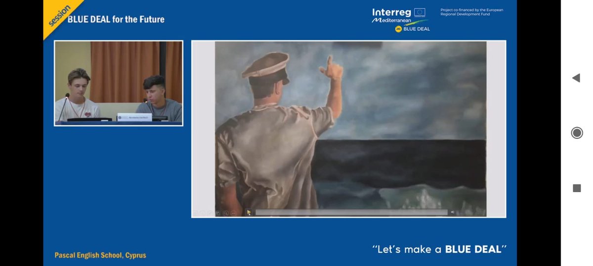 bluedeal_med's tweet photo. #BDFinalConference #BDfortheFuture🏆
ARTISTIC EXPRESSION category
🗣️ Pascal English School 🇨🇾 presented "Future Landscape", based on an oil painting representing in a combined way the sea and the waves of Cyprus Sea combineing sounds and 3D representation of blue energy solution https://t.co/hbe3MHQOka