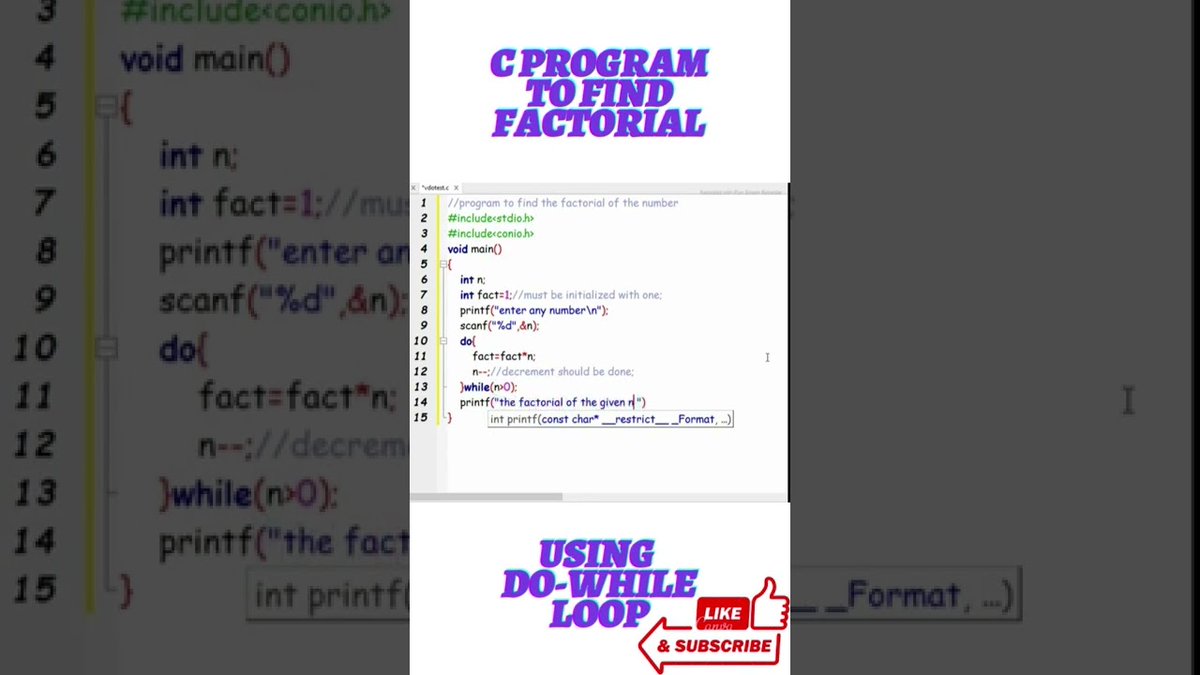 rrvkvideo's tweet image. Check out my latest video &quot;Factorial of a Given Number in C | Using Do While loop | #rrvcoder #rrvcoding #Program #doWhileLoop&quot;

Watch Now: youtu.be/Yv72JtLPlq0

(Posted via TubeBuddy.com)
