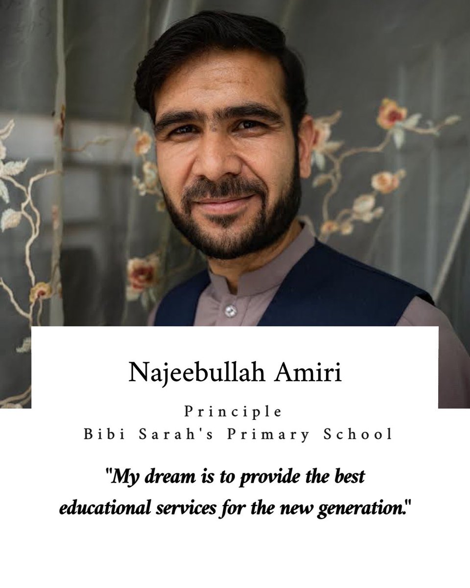 SharedUsa's tweet photo. “The main reason I wanted to become a principal was to mentor faculty so students would learn from teachers and staff who feel supported.” -Najeebullah Amiri, 31, Principal at Bibi Sarah's Primary School, one of Shared Humanity’s schools in Kandahar. https://t.co/z7tpxWl8GE