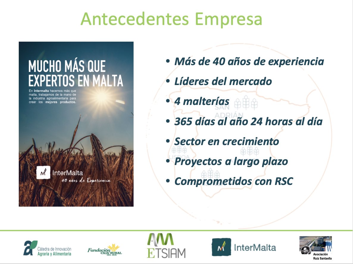 ETSIAMCordoba's tweet photo. 🗣Rafael Eraso de #Intermalta en su presentación nos comenta cuáles han sido los antecedentes de la empresa #intermaltacraft @Malteurop
‘Jornadas de #Empleabilidad e #Innovación’!
👉🏻La #CadenadeValor de la #Cerveza 🌾 🍺 https://t.co/xtF3Z6ATN9