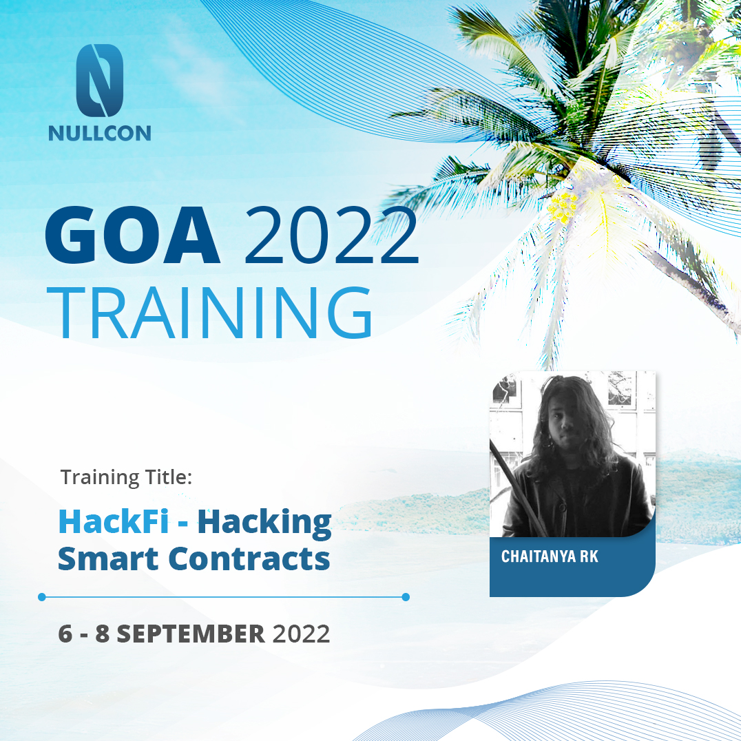 ⚠️Training Alert! #hacking 💻Smart Contracts📝

🧊⛓️Learn in depth to understand basics of blockchain &amp; #smartcontracts architecture &amp; major components from this training by 💡Chaitanya <a href="/ant4g0nist/">Chaitanya</a> 

🎟️Register➡️bit.ly/3wtuwYf

#NullconGoa2022 #infosec #blockchain #NFT
