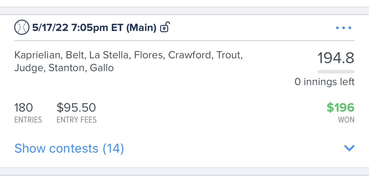 DFSPrimeLineups's tweet photo. Another🔥#win🔥for our members! #FREE offerings everyday, just click➡️https://t.co/dLBNGuv5It . The #best in #DFS ! 🌐🔗 is https://t.co/p5UVPhh807
#FD #MLB ⚾️🔥💰 #MLBFantasy #ROI #won17/last20 🤑
#FanDuel #DraftKings #sportspicks #NBA #NFL #MLB https://t.co/TCg4HKUtCV