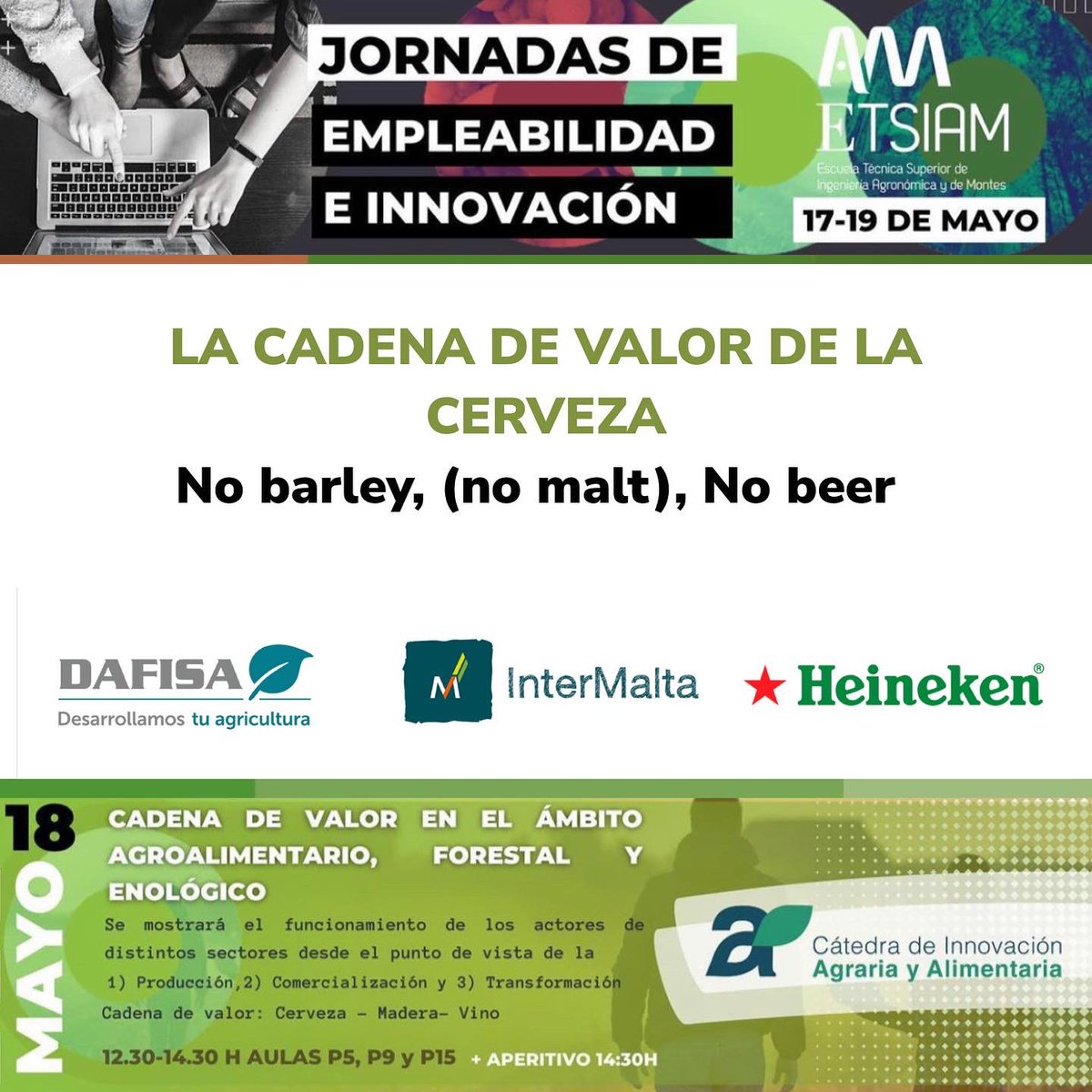 ETSIAMCordoba's tweet photo. 🗣 Actualmente Rafael Eraso ejerce su actividad profesional como responsable de desarrollo de #cebadamaltera en España con #Intermalta #IntermaltaCraft @Malteurop
Nos presenta las competencias y habilidades de #ingenierosagrónomos del futuro
👉🏻La #CadenadeValor de la #Cerveza 🌾 https://t.co/qBNI6JQGzw