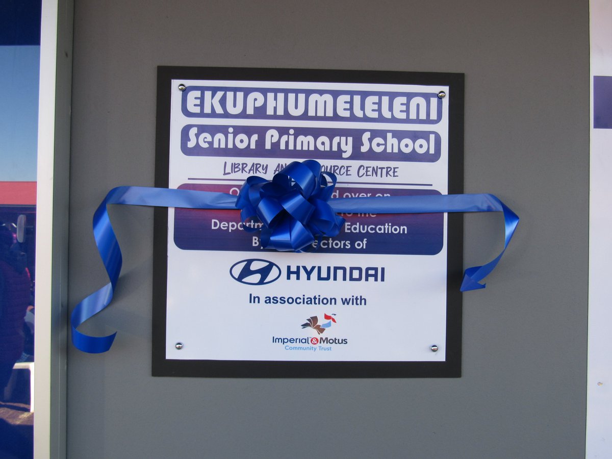 ukhambatrust's tweet photo. Hyundai Library no 12, handover to the learners of Ekuphumeleleni Senior Primary School in Jabulani.

'Hyundai believes something very magical can happen when you read a good book."
@HyundaiSA @EducationGP1 
#imperial and motus trust library no 60 https://t.co/MBEDinliW7