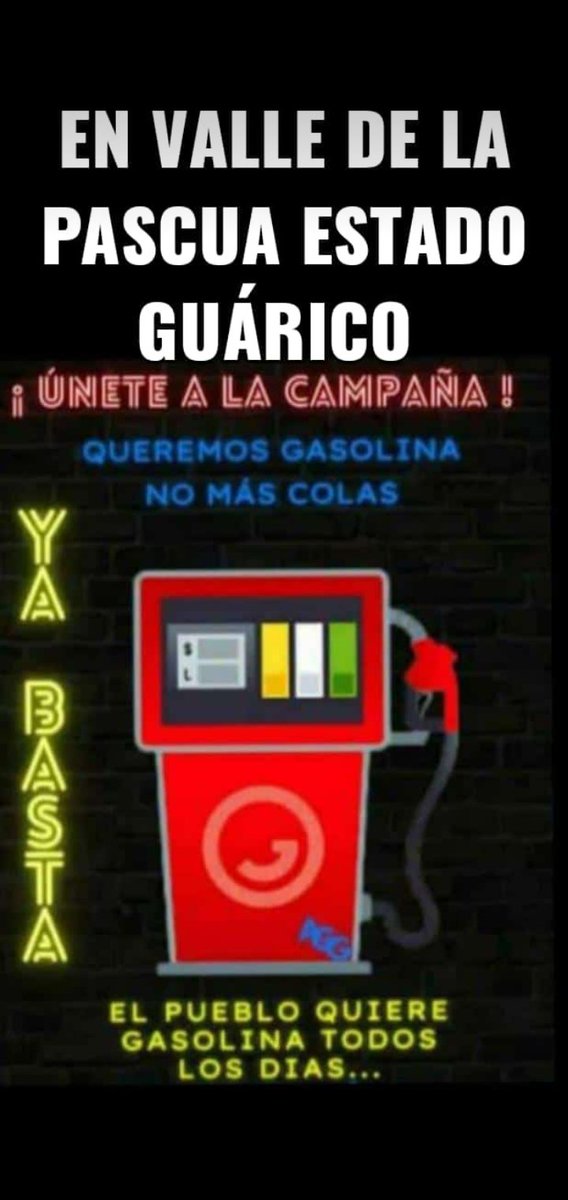 deury20's tweet photo. Que pasa en Valle de la Pascua Edo Guárico con la #gasolina, que sucede, hasta cuando. Nunca se ha solucionado este calvario, colas y más colas, maracas y más maracas, donde se pone la denuncia, @CaraotaDigital @NicolasMaduro @TarekWiliamSaab https://t.co/1aSPS0mRX6