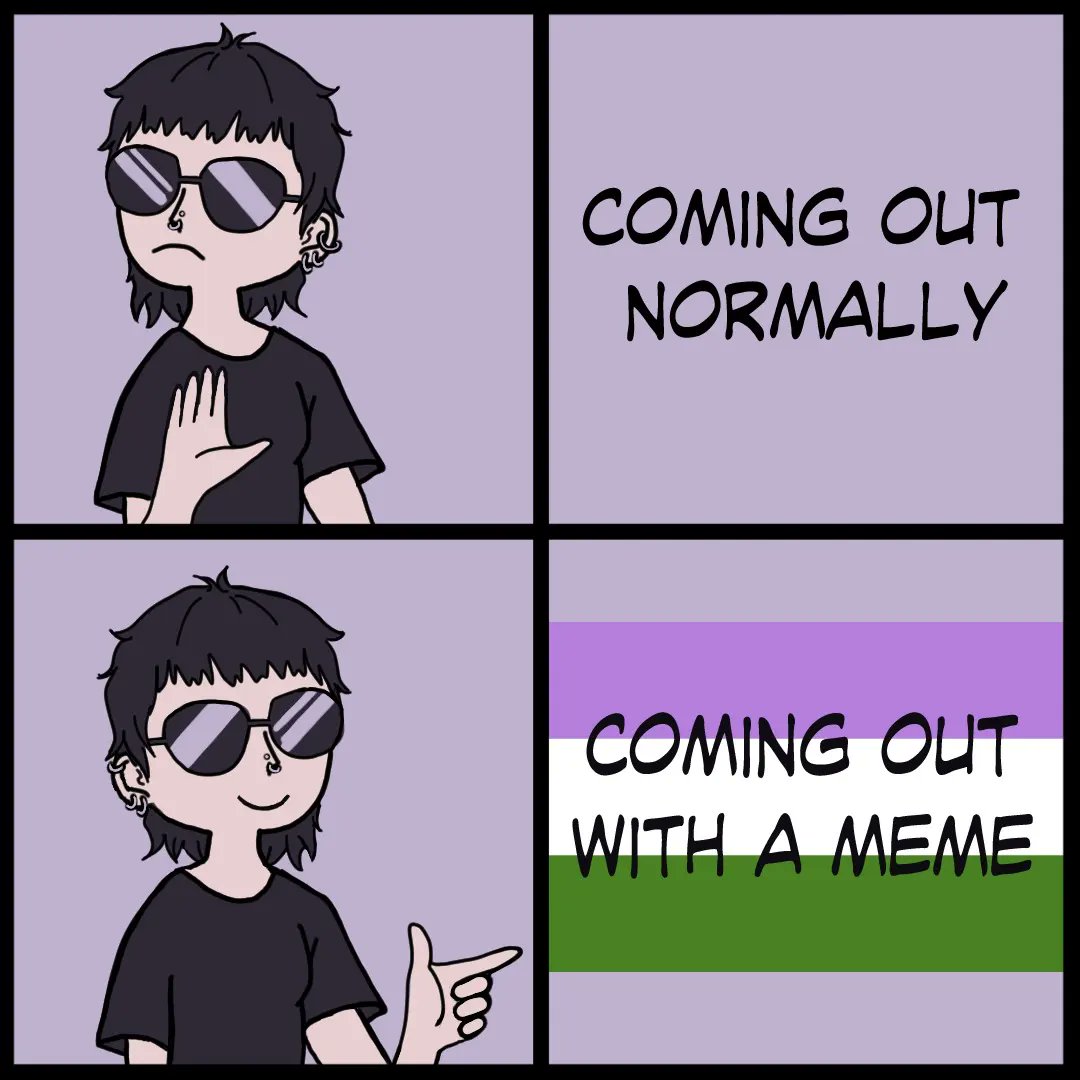 The_Defects_'s tweet photo. Why come out normally if you can do it with a meme. 🏳️‍🌈
Feel free to repost just make sure you give credit!
✏️ @grumpy_an_ / @an_does_art 
#comingout #lgbtq #lgbtqia #lgbtqmemes #lhbt #nonbinair #nonbinary #transgender #genderqueer https://t.co/HLj6QZaoEK