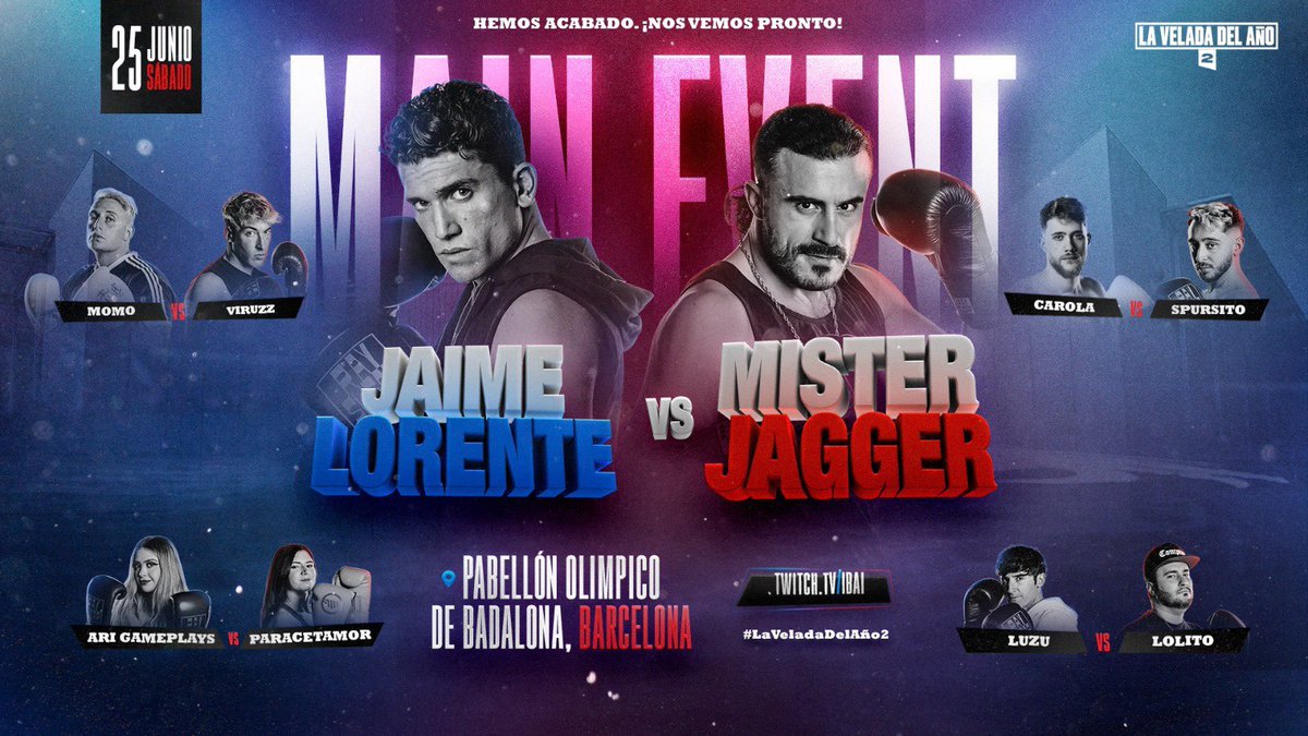 HOY A LAS 20:00

NUEVO BOXEADOR

ARTISTAS CONFIRMADOS

ENTRADAS A LA VENTA

NOS VEMOS EN TWITCH