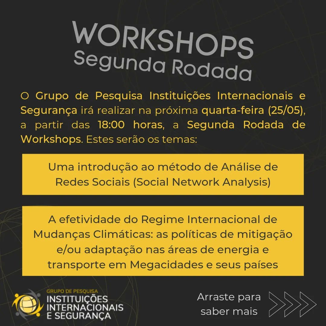 grupopiis's tweet photo. 📢 TEREMOS MAIS WORKSHOPS 📢 
Na próxima quarta-feira (25/05), entre 18 e 19:30hrs, o GPIIS irá realizar sua Segunda Rodada de Workshops. O evento será online!
Os membros do grupo já receberam comunicado por e-mail e podem se inscrever no link que foi enviado. 🧶 https://t.co/L0OoFmHGxN