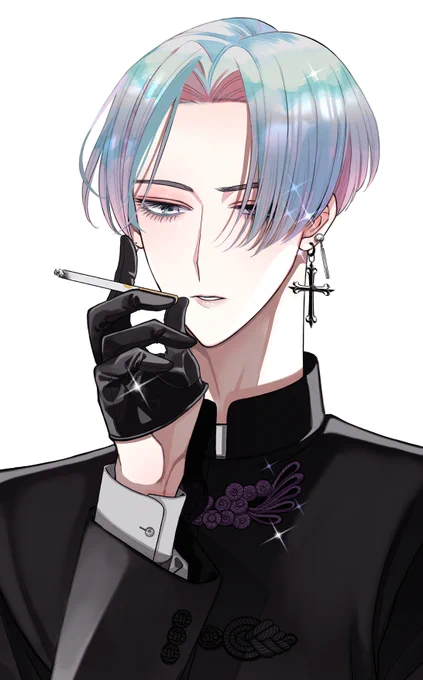 【ホストパロイラスト❹】🌹千&兆🌹

ホストじゃないので貢げない…!?と衝撃の千さん。はち切れんばかりのシャツが頑張っています。
兆さんはチャイナ風スーツ。髪の毛もピアスの穴も、そのままだと千さんに「辛気臭ェ」との一言で染められたし開けられました。

#百と卍
https://t.co/vbt94tcSJ7 