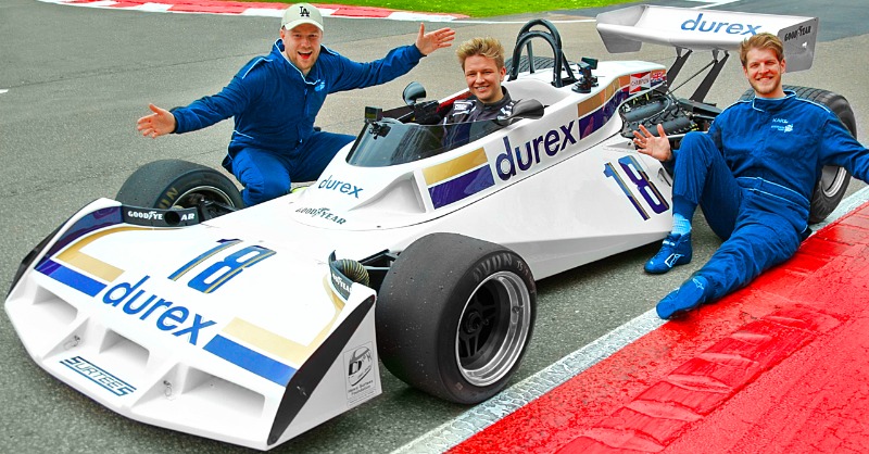 VeloceEsports's tweet photo. For many of us driving a Formula One car is a lifelong dream. 

@HaydonGullis, @Aldas001 &amp; @TwommoF1 got to live that dream driving an actual 1970's F1 car. 

Watch the video to find out how they did.

#F1