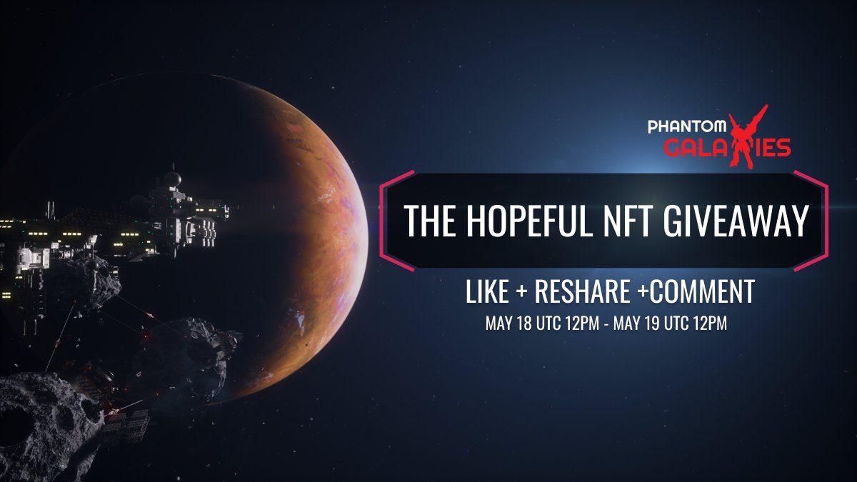 🌟 24 hour⏰ 'The Hopeful NFT' #giveaway! 🌟

Like, retweet and comment your wallet address for the chance to win!

One winner will be randomly chosen 😮

The Hopeful NFT gives access to a Public Planet Presale, for the chance to buy a #PhantomGalaxies Planet before the rest!