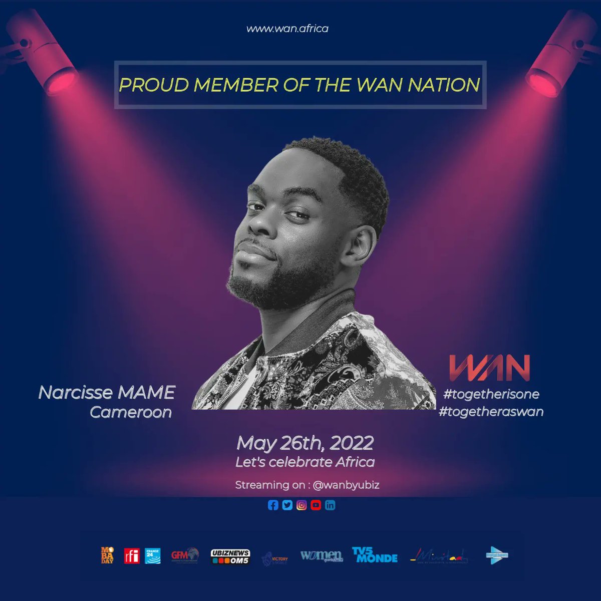 WANbyUbiz's tweet photo. Let's join Vivi Makado, Narcisse Mame, Stacey Weekes Benjamin and Rogatien Milord for the WAN SHOW 2022 on May, 26th.
Be there ✌🏾✌️

#iamwan #togetherisone #togetheraswan #africa #diaspora #wanshow #sports #education #concert #virtualconcert
#wanbyubiz https://t.co/uqd0LT7cKl