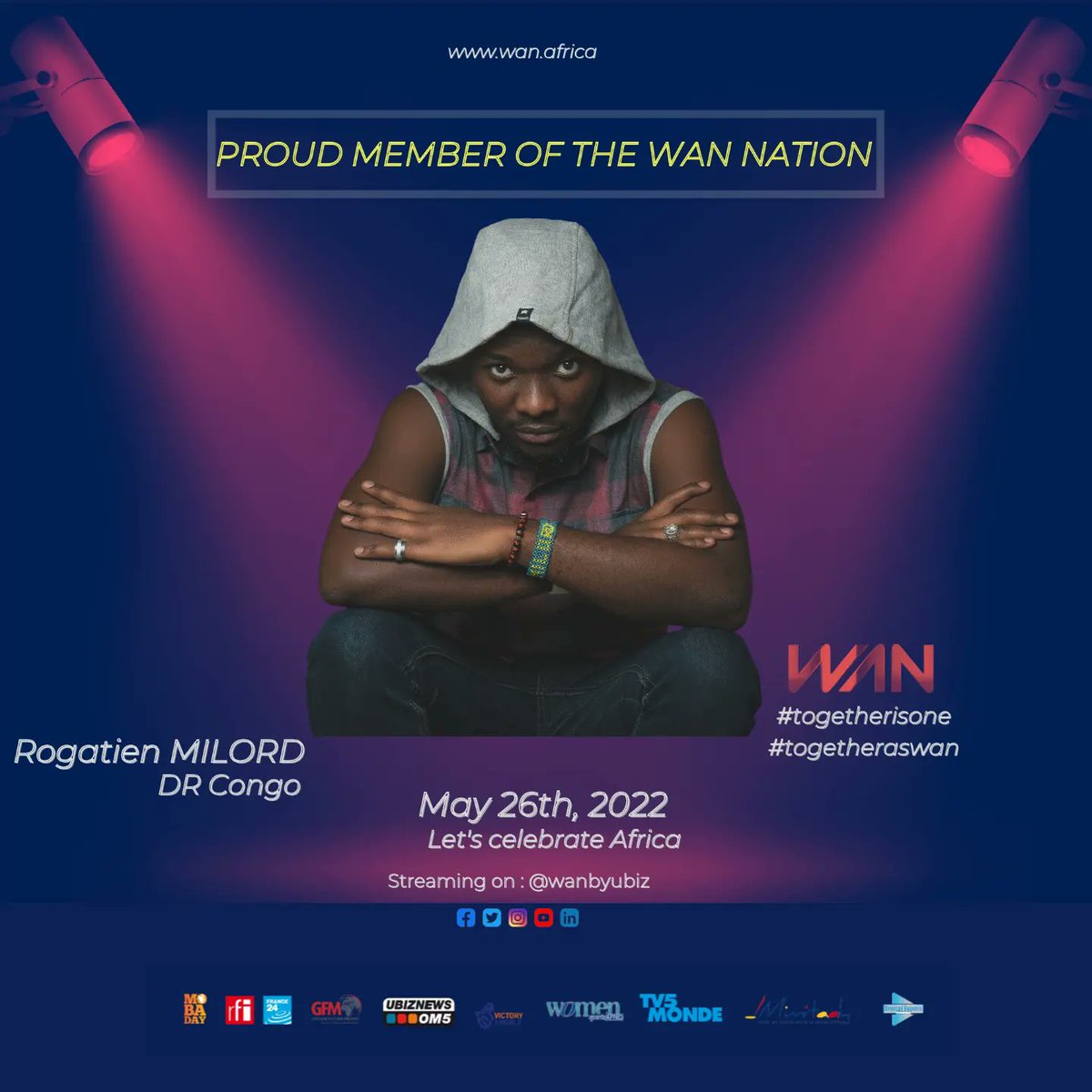 WANbyUbiz's tweet photo. Let's join Vivi Makado, Narcisse Mame, Stacey Weekes Benjamin and Rogatien Milord for the WAN SHOW 2022 on May, 26th.
Be there ✌🏾✌️

#iamwan #togetherisone #togetheraswan #africa #diaspora #wanshow #sports #education #concert #virtualconcert
#wanbyubiz https://t.co/uqd0LT7cKl