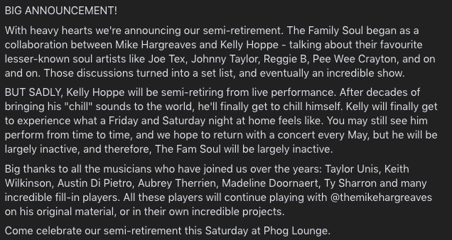 This Saturday we'll be celebrating the semi-retirement of our very own Kelly Hoppe. Congratulations Kelly!