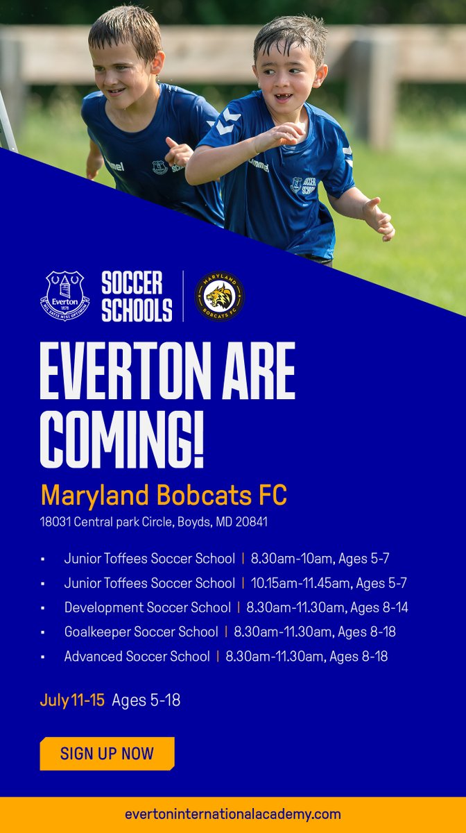 MDBobcatsFC's tweet photo. The camp has sessions for different ages/skill levels &amp; welcomes players of all abilities. The 4 options are:

Junior Toffees (players 5–7, 2 sessions each day) 
Development Soccer School (players 8–14) 
Advanced Soccer School (players 8–18)
GK Soccer School (players 8–18) https://t.co/dpwtomf5Cy