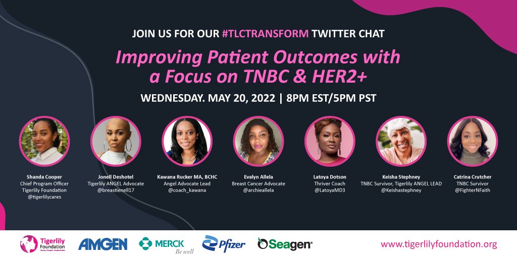 Tune in tonight at 8pm EST for our #TLCTransform Twitter chat on Improving patient outcomes, with our amazing participants! <a href="/breastienell17/">Jonell</a> <a href="/coach_kawana/">Coach Kawana Rucker</a> <a href="/archieallela/">Evalyn Allela</a> <a href="/LatoyaMD3/">Latoya Dotson</a> @Keishastephney <a href="/FighterNFaith/">Catrina_FighterwithFaith</a>