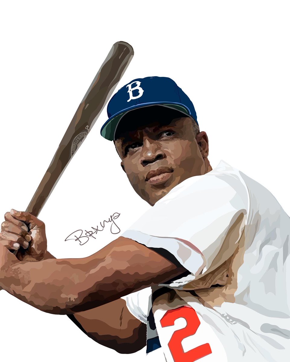 _bronya's tweet photo. Jackie Robinson, for the Brooklyn Dodgers.⚾️

Colourised a black and white photo for the first time!! 

Original images in the thread ⤵️
#jackierobinson #MLB #baseball https://t.co/9Zix8EUpoi
