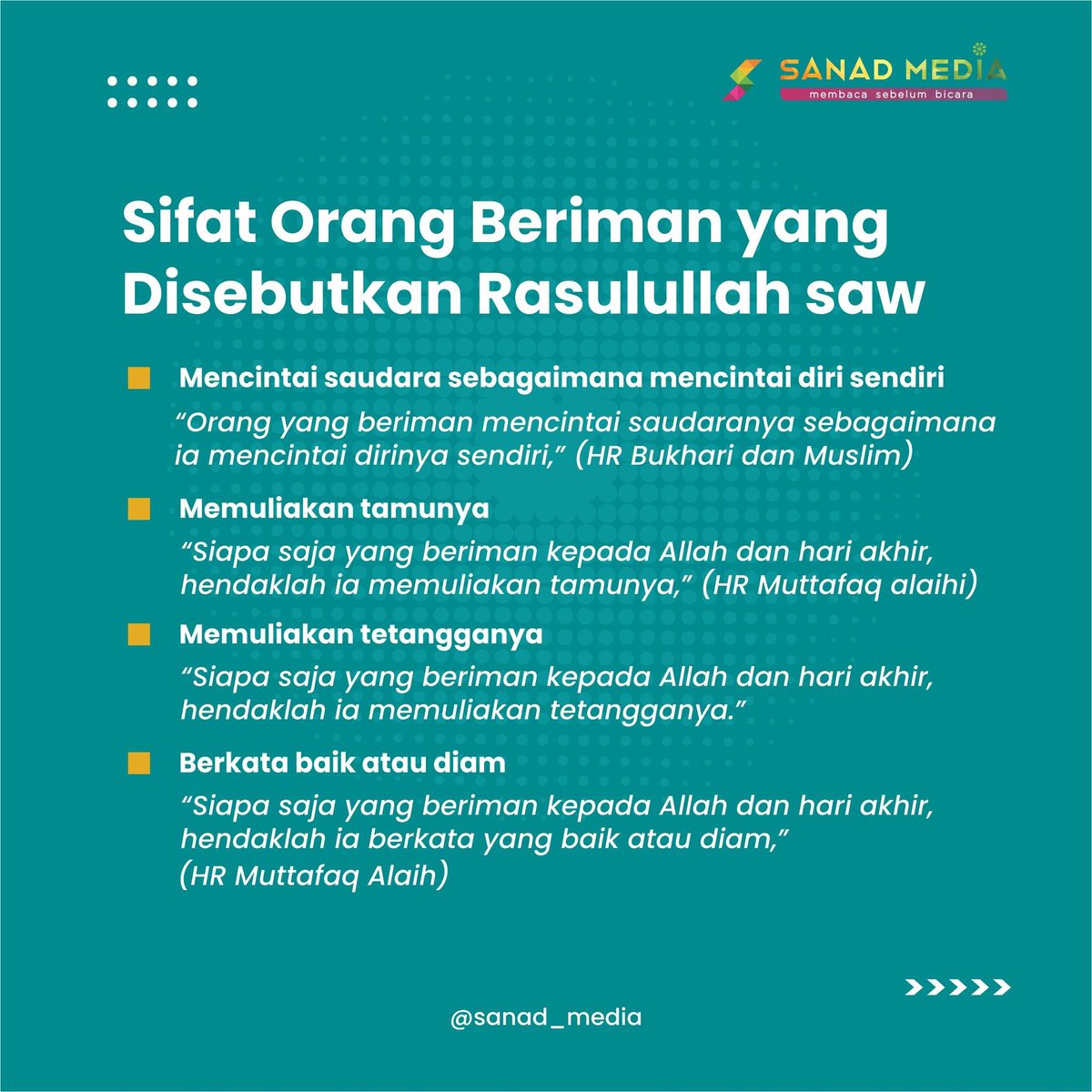 Sifat-sifat orang beriman yang disebutkan Rasulullah Saw