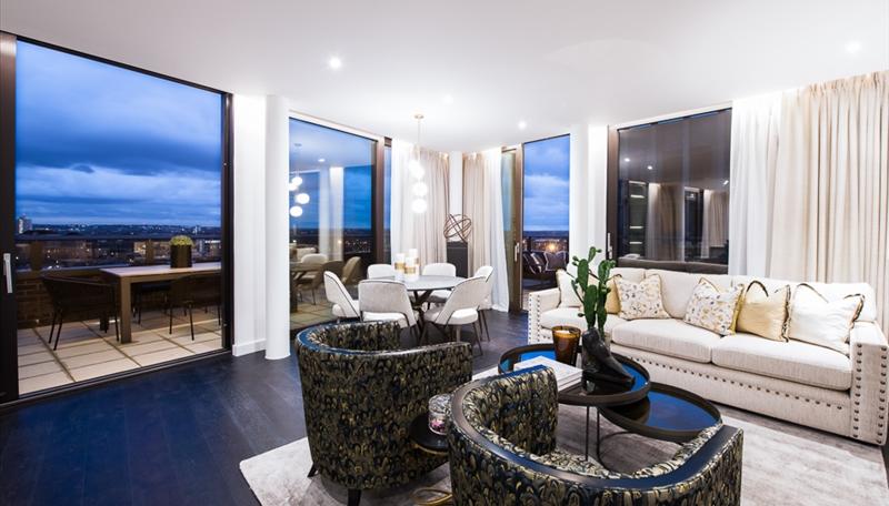 PropertyExperts's tweet photo. An exceptional interior designed 1,448 Sq Ft three double-bedroom, three bathroom penthouse with a extensive tri-corner terrace encasing the Penthouse located in Thornes House, part of The Residence Collection in Nine Elms on London?s iconic South Bank. https://t.co/TB72bVE1m5