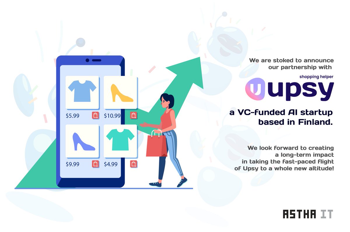 AsthaIT's tweet photo. Upsy is an AI powered, automated shopping assistant designed to revolutionize the ecommerce space. 

Astha IT is excited to become a part of the revolution and determines to ensure a sky high mutual growth! 

#AsthaIT #Upsy #Bangladesh #Outsourcing #NewClients #Partnerships https://t.co/0i7PlLGuFG