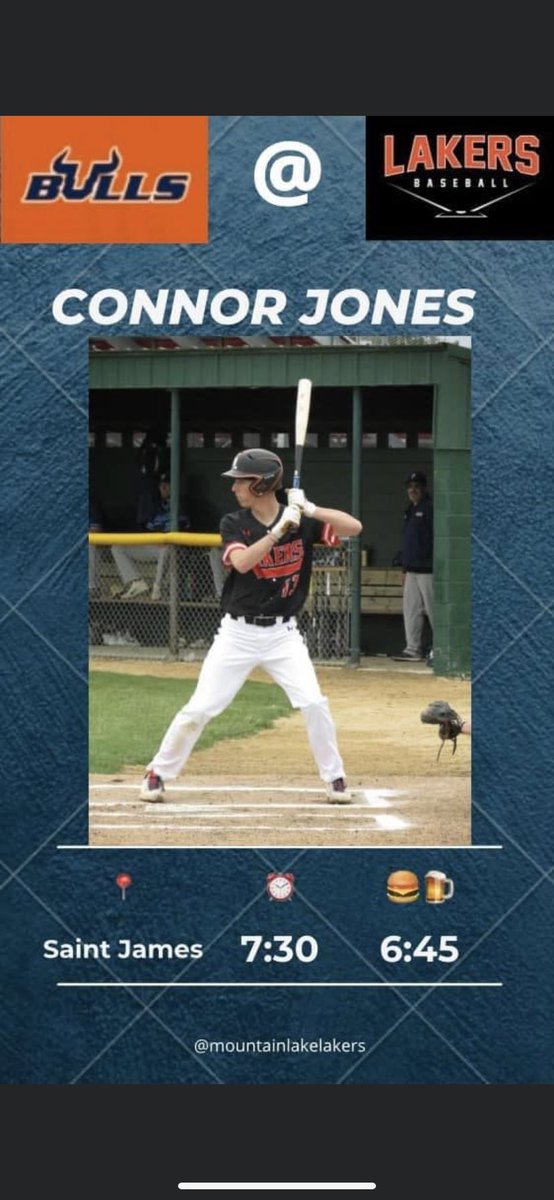 LakersMtl's tweet photo. Today is our home opener! We will host the Jackson Bulls tonight in Saint James at 7:30.  Come out to  Veterans Field and grab some great food and watch some baseball on a beautiful night. The grill will be open starting at 6:45 ⚾️ https://t.co/wCuwnMRneu