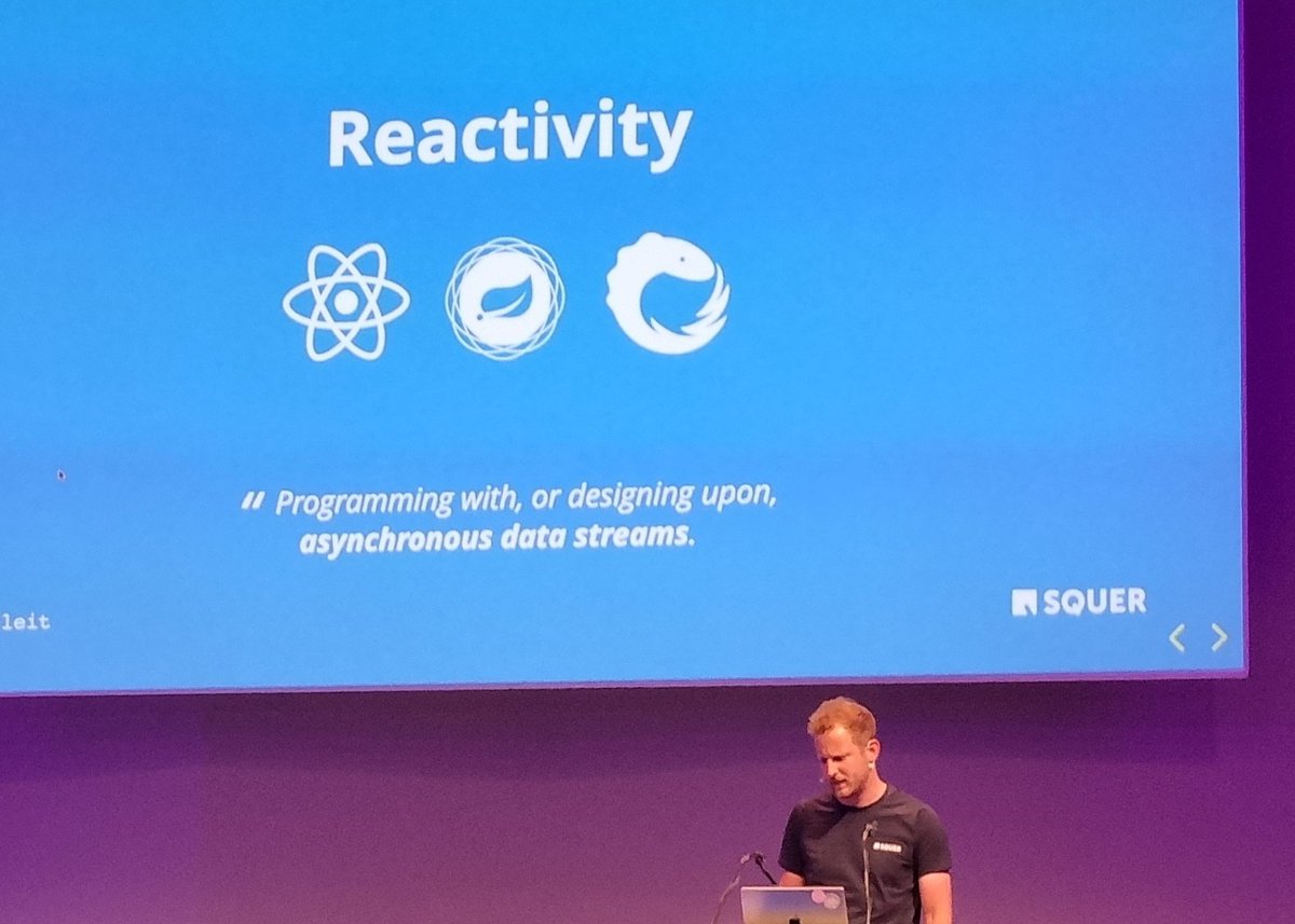 _Sony_C's tweet photo. "Streams are just another data structure", how so? @duffleit from @SQUERdev nicely presents it here 👇 in his talk about building reactive microservices, aka "taming asynchronous data streams" 🖥 🤖 
#data #streams #codecrafts #Tech #Coding #ITday https://t.co/2oJqWtFNYK