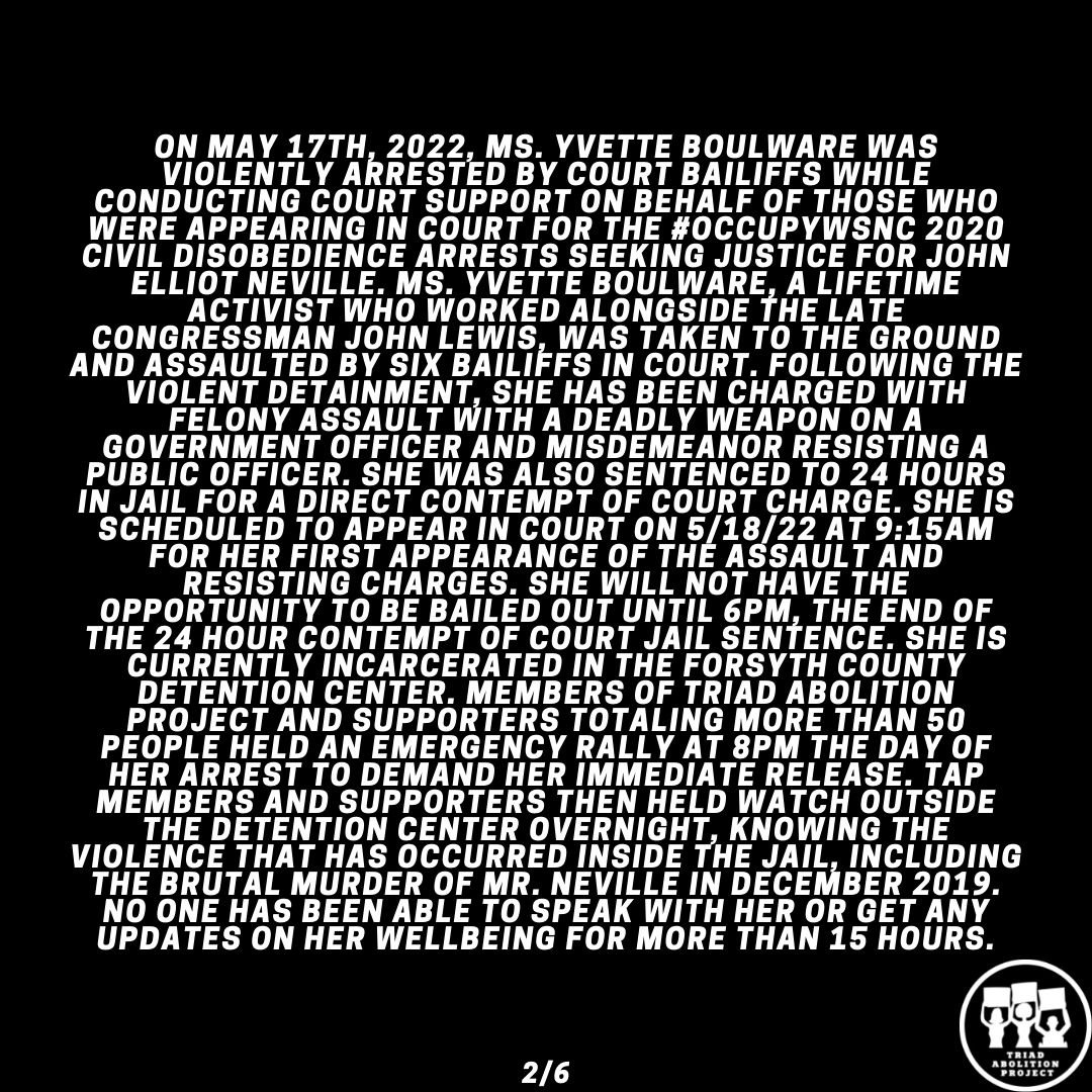 TriadAbolition's tweet photo. Full statement. Justive for Ms. Yvette. https://t.co/5OEbA6cSmb