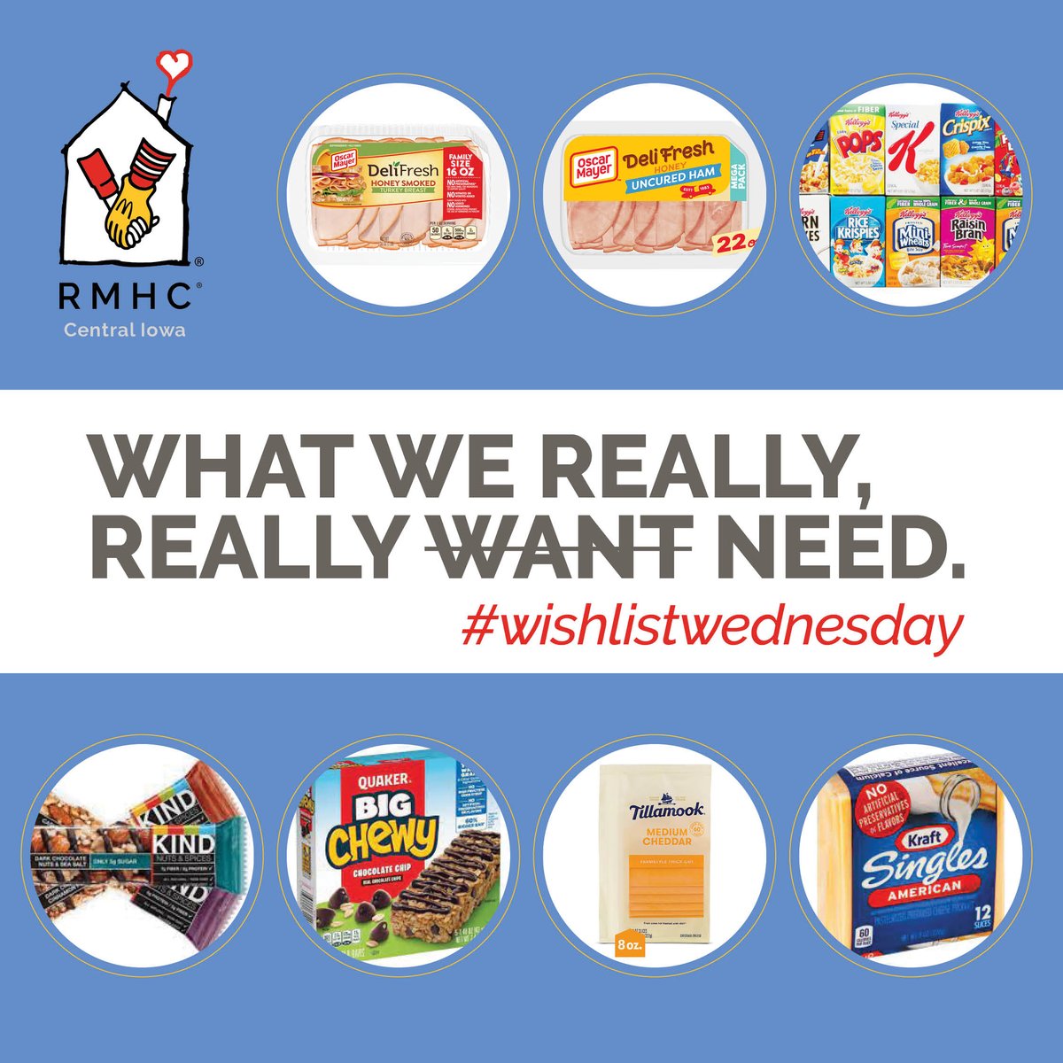 Did you know we keep our shelves full with the generosity of our private donors? 

On this #wishlistwednesday we are asking for breakfast and lunch items! Think sacked meals while adding to your cart - and brands do not matter! YOU THE BEST!