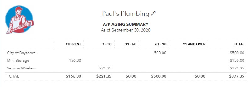 • Accounts Payable AgingThis is an additional report that will show you the bills outstanding and how old they are.