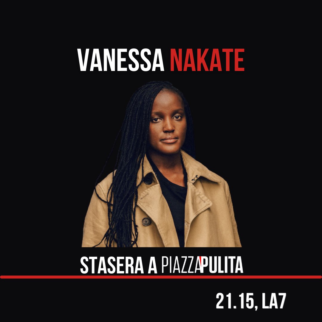 PiazzapulitaLA7's tweet photo. Tra gli ospiti di #Piazzapulita stasera: l’attivista per il clima e leader del movimento Rise Up Vanessa Nakate.

21.15, La7 https://t.co/w7AXZCAZ6S