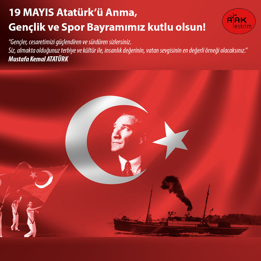 Türk Ulusunun Bağımsızlığının Temellerinin Atıldığı Gün: 19 Mayıs 1919. Başta Mustafa Kemal Atatürk, tüm silah arkadaşları ve bağımsızlığımızda emeği geçen herkesi minnet ve saygıyla anıyoruz...
#19mayısgençlikvesporbayramı  #19mayısatatürküanmagençlikvesporbayramı