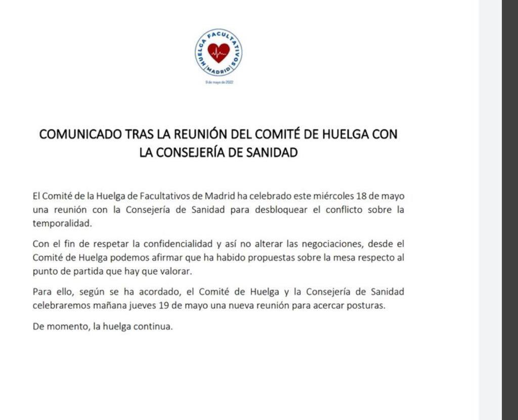 SomosUrgencias's tweet photo. Comunicado del Comité de Huelga de @huelgafacmad Seguimos dispuestos a debatir las propuestas. La huelga continúa! 💪🏻💪🏻💪🏻💪🏻 👇🏼@amytsmedicos @madrid_ope2021 @MUDmedicos https://t.co/rbBIPZC2Xl