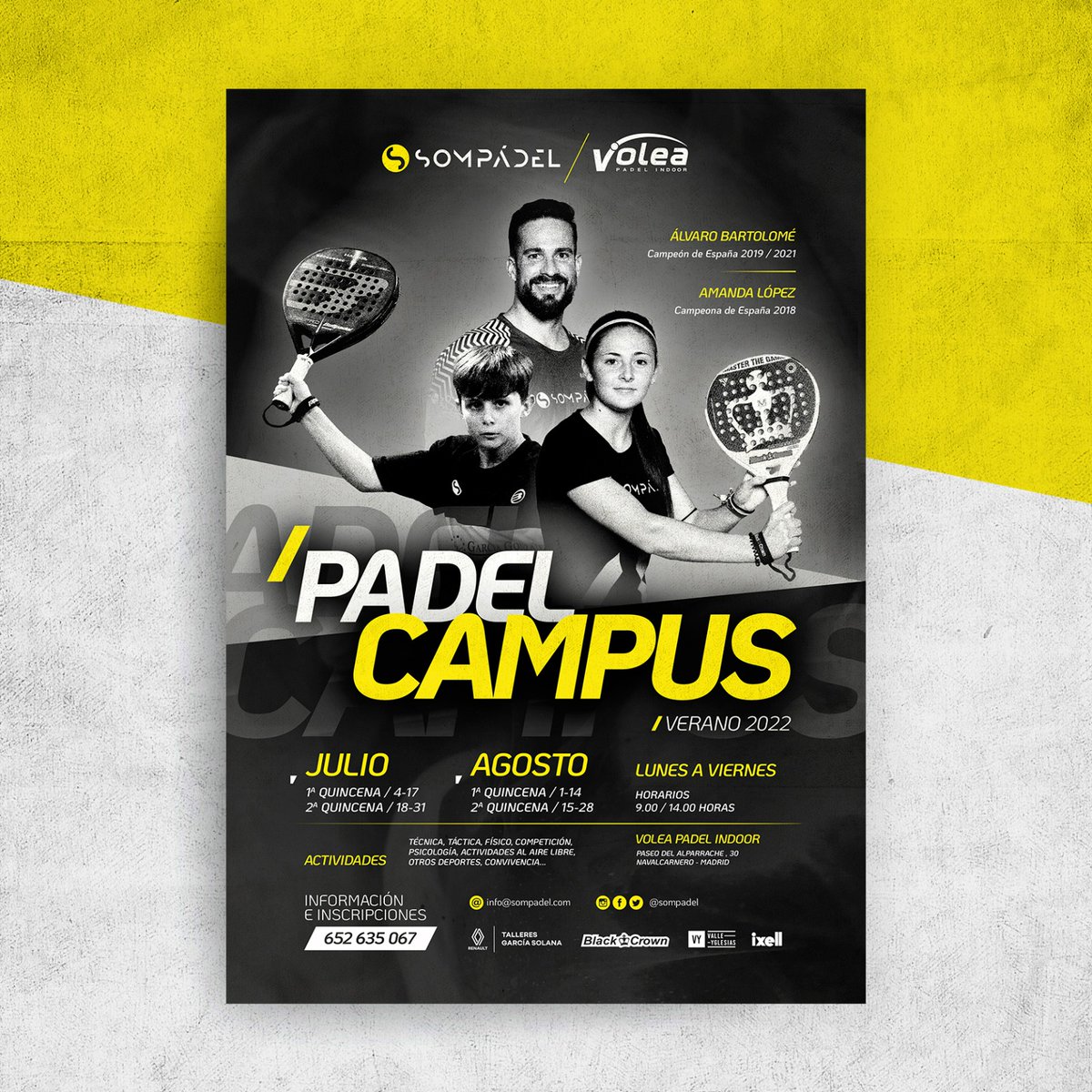sompadel's tweet photo. 🌅 PADEL CAMPUS VERANO 2022 🌅

¡ Ya está aquí el CAMPUS DE COMPETICIÓN @sompadel ! 

¡Ven a preparar el Campeonato de España 2022 de la mejor manera!

Para inscripciones o más información:

📞 652 635 067 (Víctor Sánchez) https://t.co/XyPsyqoiCx