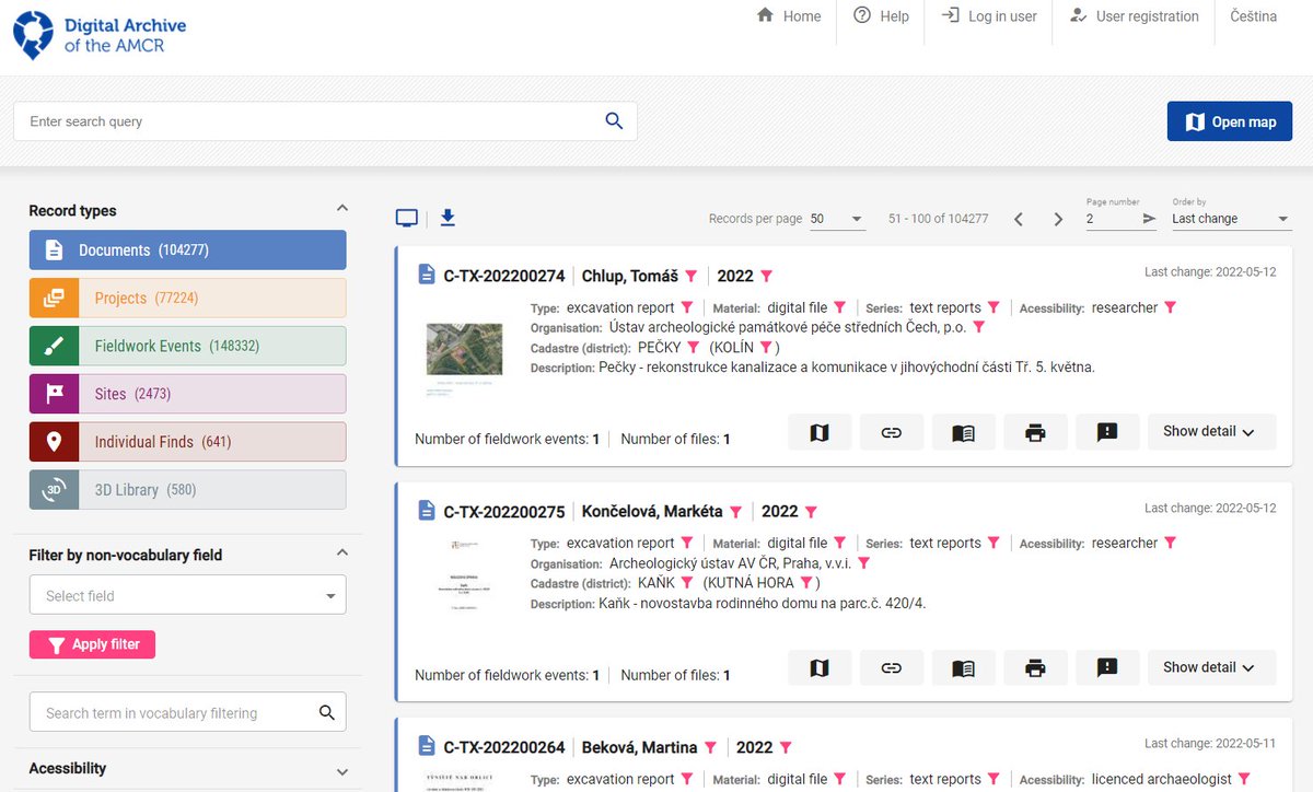 AISCRproject's tweet photo. 🥳Woohoo! More than 100,000 records have been already published in our Digital Archive➡️https://t.co/Zy3pOlhrPj
#AISCR #archaeologicaldata #digitaldata #czech #czecharchaeology #archaeology #archaeologicalheritage #digitalheritage https://t.co/jR1E0qyBOX