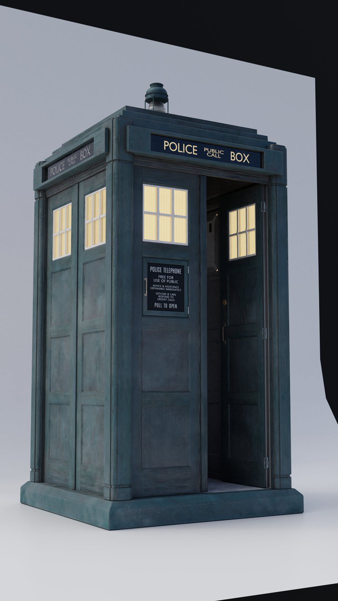 MOLDA76's tweet photo. Finally finished my Jodie's TARDIS exterior prop~ 

#TARDIS #Blender #3Dart #3D #CGI #DoctorWho #policebox #BBC #Substance3DPainter https://t.co/6YiABzfAGA