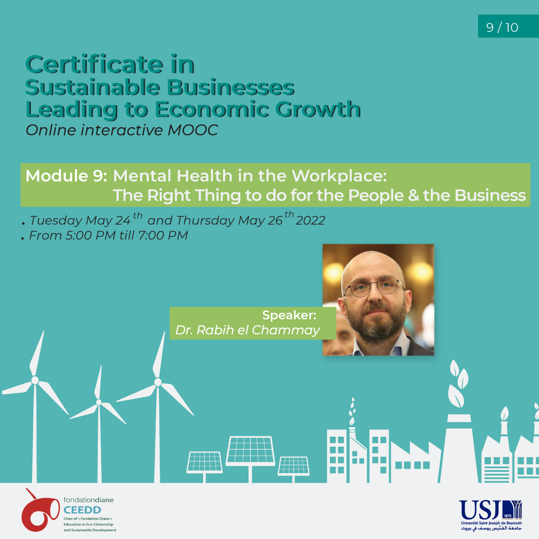 ceedd_usj's tweet photo. "Mental Health in the Workplace: The Right Thing to do for the people and the Business " is the topic of our module 9 in our online interactive MOOC.
https://t.co/lMyuvSSHCj
#sustainablebusiness #mooc #mentalhealth #sdg #ceedd #chair #fondationdiane #usj https://t.co/ADVCUORw0I