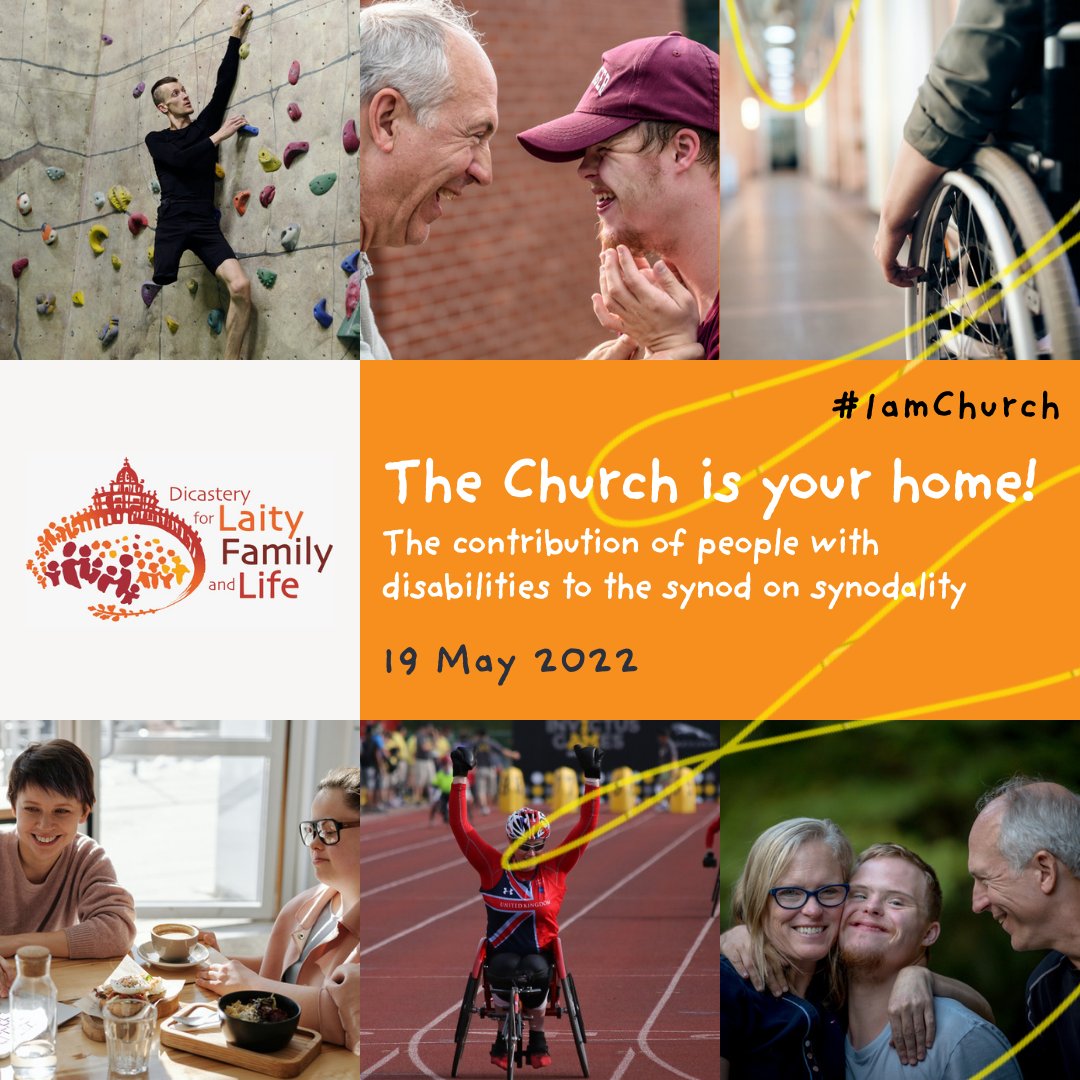 The Church is your home! is the title of the Synodal meeting, tomorrow, May 19, promoted by @Synod_va & @LaityFamilyLife with the Worldwide Bishops’ Conferences of pastoral care for people with disabilities. 

#synod #listeningchurch #walkingtogether #IamChurch