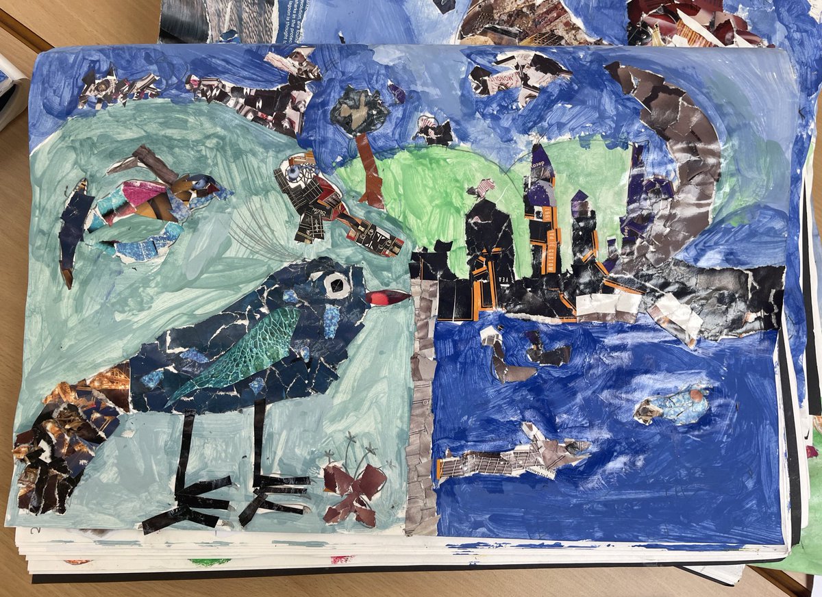 CourtneyPrimary's tweet photo. #Courtney3 have been learning about the artist #MarkHearld and using his work as an inspiration for their mixed media art - aren’t they brilliant! #WeAreArtists https://t.co/AsWhjp5q2r