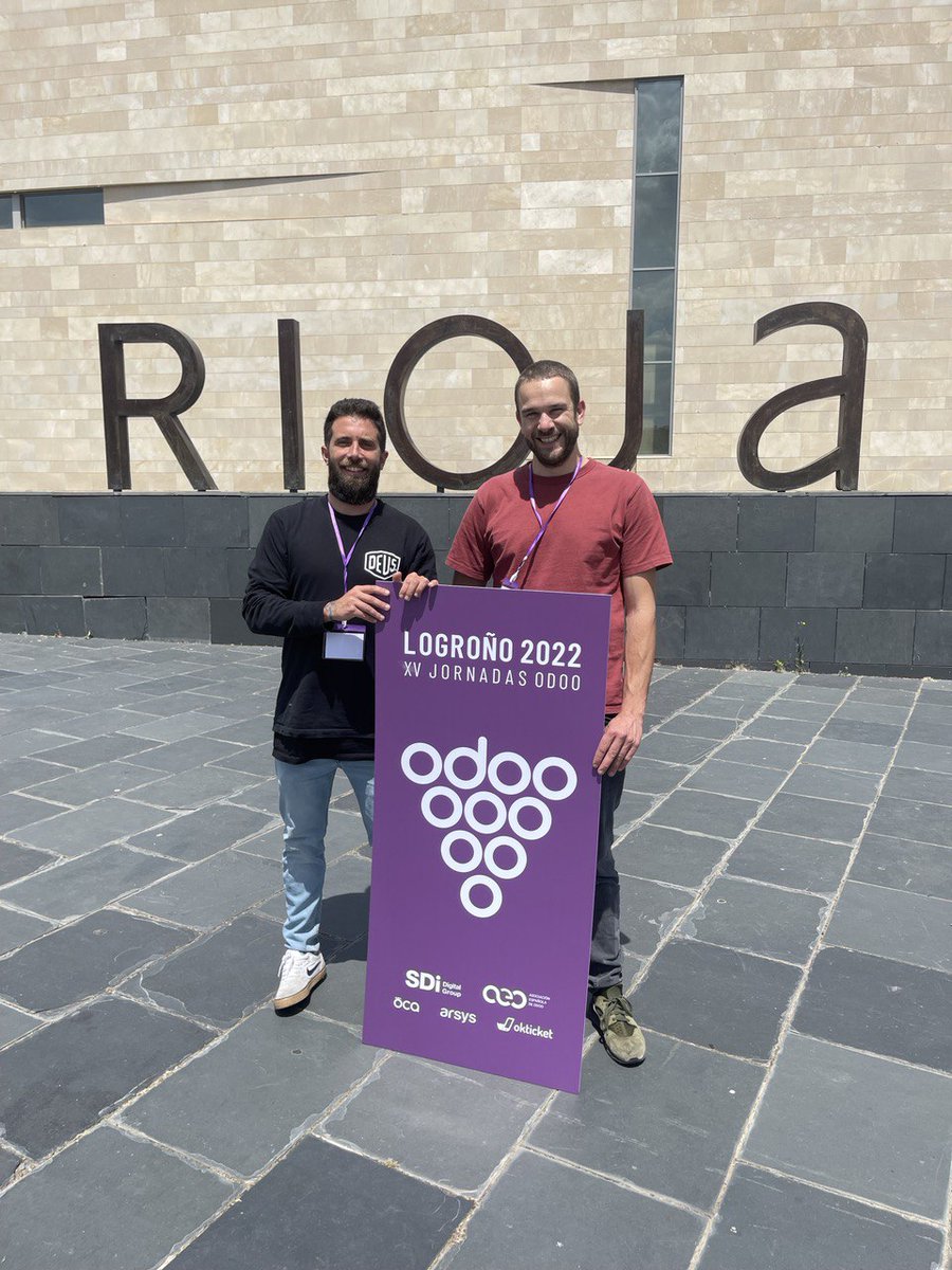 apsl_tech's tweet photo. Nuestros compañeros Llorenç Torrens (@lltorrens_) y Miquel Alzanillas (@m_alzanillas) asisten estos días a las XV Jornadas ODOO en Logroño (#ocadays, #jornadasOdoo), organizadas por @aeodoo.

Más info sobre productos y servicios de ODOO ofrecidos por APSL: https://t.co/js2mp6rXn9 https://t.co/Ta56UeWC3U